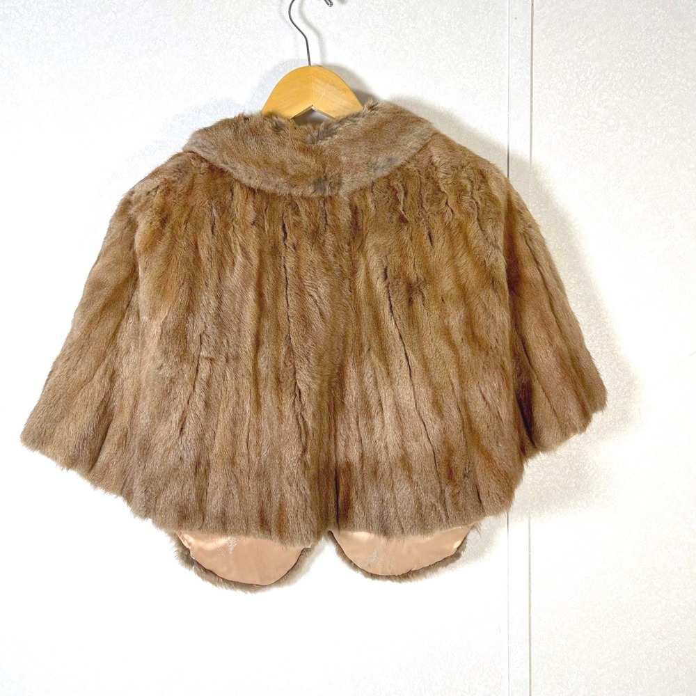 vintage 1950's/1960's brown short cropped mink fur shawl luxurious capelet - Picture 2 of 10